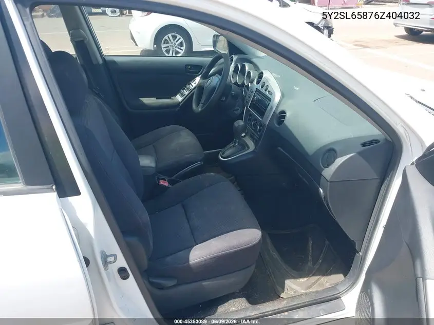 2006 Pontiac Vibe VIN: 5Y2SL65876Z404032 Lot: 45353089
