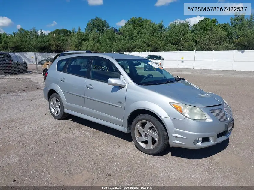 2006 Pontiac Vibe VIN: 5Y2SM67836Z422537 Lot: 45420526