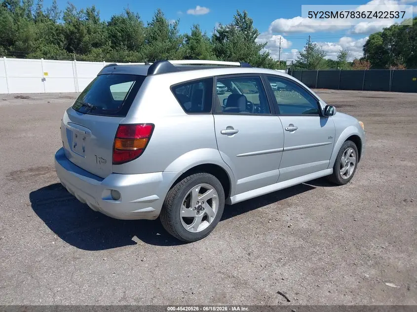 2006 Pontiac Vibe VIN: 5Y2SM67836Z422537 Lot: 45420526