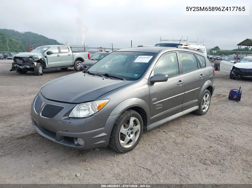 2006 Pontiac Vibe VIN: 5Y2SM65896Z417765 Lot: 45529351