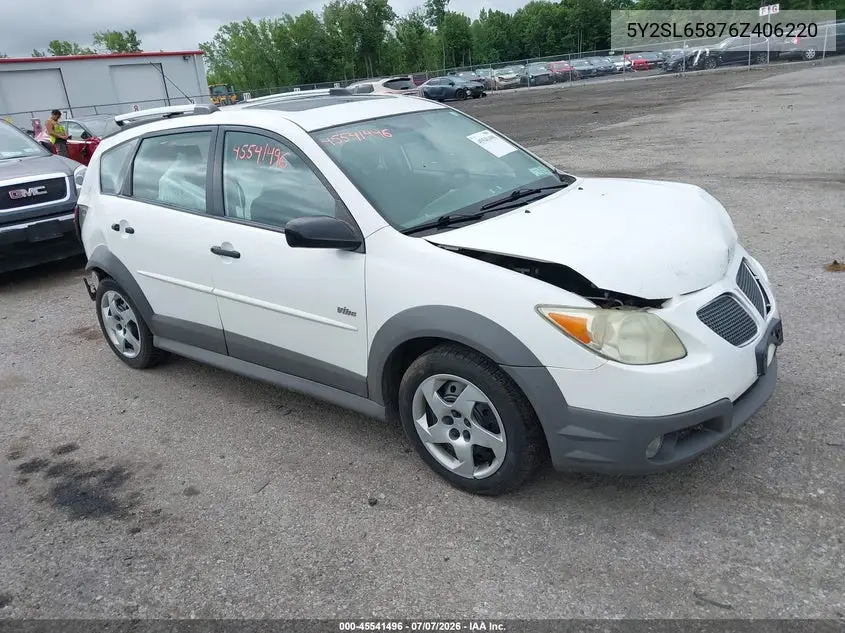 2006 Pontiac Vibe VIN: 5Y2SL65876Z406220 Lot: 45541496
