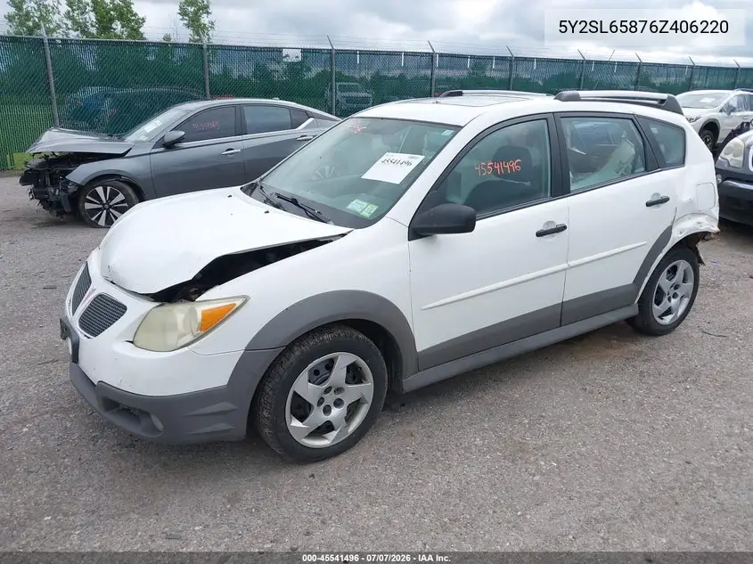 2006 Pontiac Vibe VIN: 5Y2SL65876Z406220 Lot: 45541496
