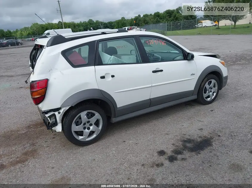 2006 Pontiac Vibe VIN: 5Y2SL65876Z406220 Lot: 45541496