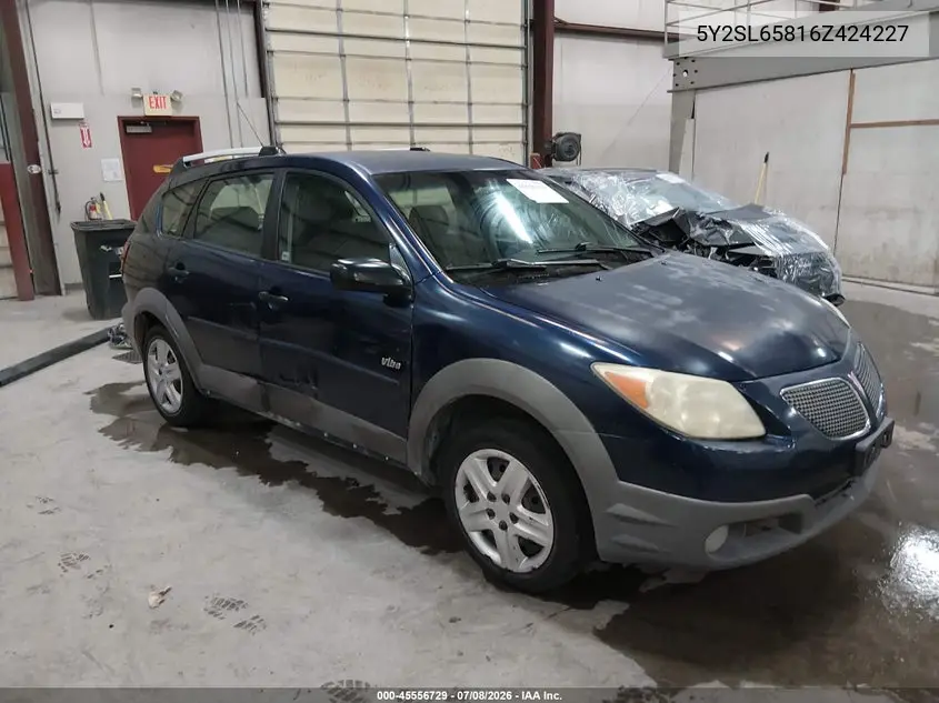 2006 Pontiac Vibe VIN: 5Y2SL65816Z424227 Lot: 45556729