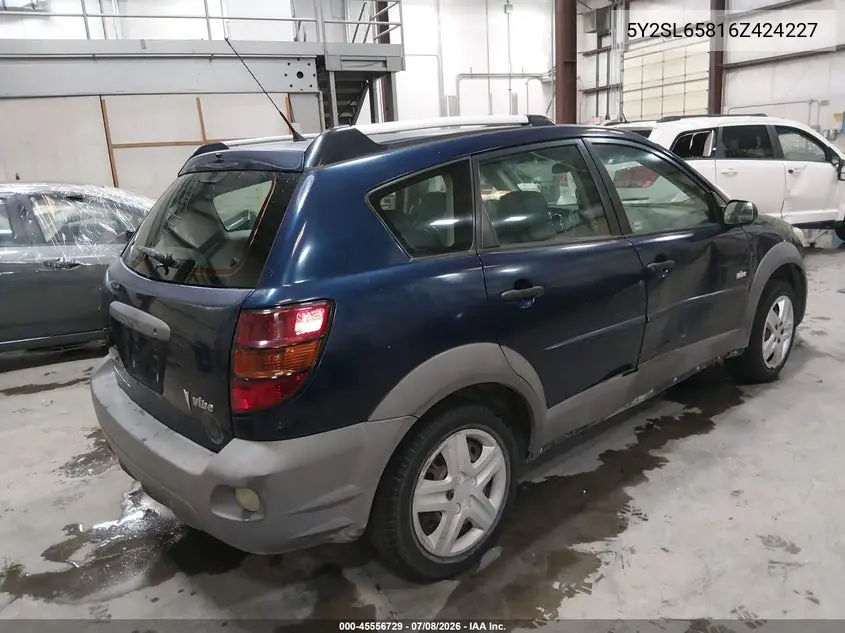 2006 Pontiac Vibe VIN: 5Y2SL65816Z424227 Lot: 45556729