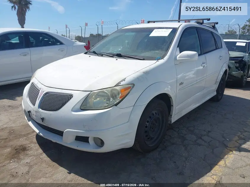 2006 Pontiac Vibe VIN: 5Y2SL65866Z415491 Lot: 45631409