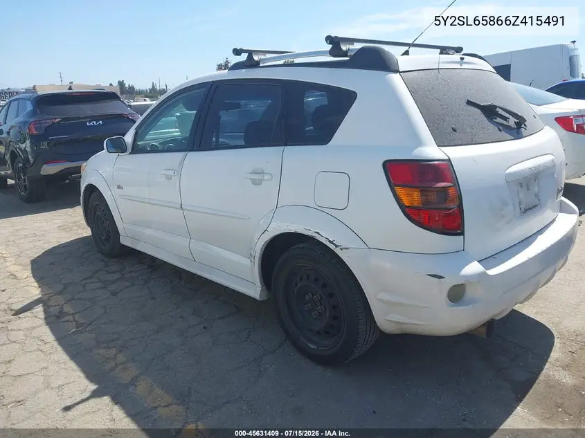 2006 Pontiac Vibe VIN: 5Y2SL65866Z415491 Lot: 45631409