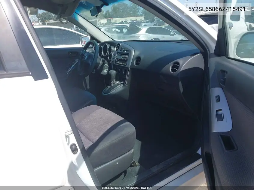 2006 Pontiac Vibe VIN: 5Y2SL65866Z415491 Lot: 45631409