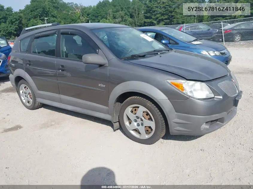 2006 Pontiac Vibe VIN: 5Y2SL67816Z411846 Lot: 45634984