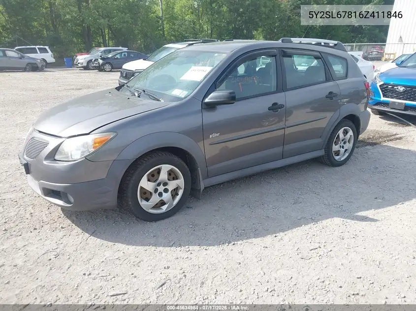 2006 Pontiac Vibe VIN: 5Y2SL67816Z411846 Lot: 45634984