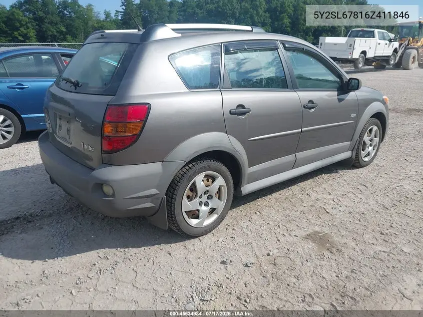 2006 Pontiac Vibe VIN: 5Y2SL67816Z411846 Lot: 45634984