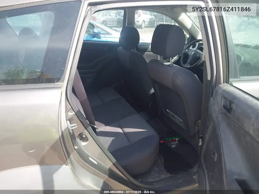 2006 Pontiac Vibe VIN: 5Y2SL67816Z411846 Lot: 45634984