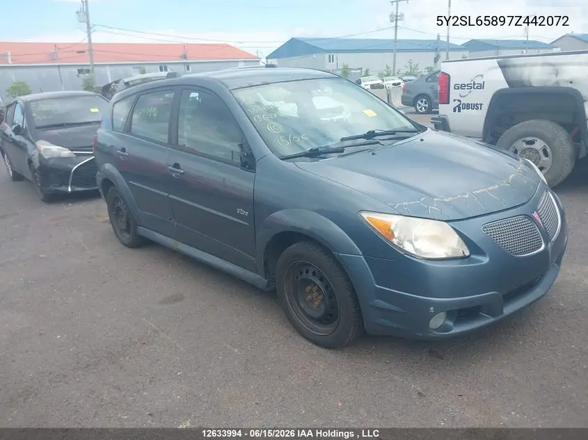 2007 Pontiac Vibe VIN: 5Y2SL65897Z442072 Lot: 12633994x