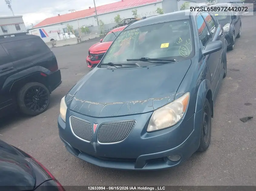 2007 Pontiac Vibe VIN: 5Y2SL65897Z442072 Lot: 12633994x