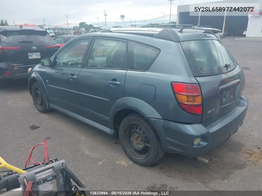 2007 Pontiac Vibe VIN: 5Y2SL65897Z442072 Lot: 12633994x