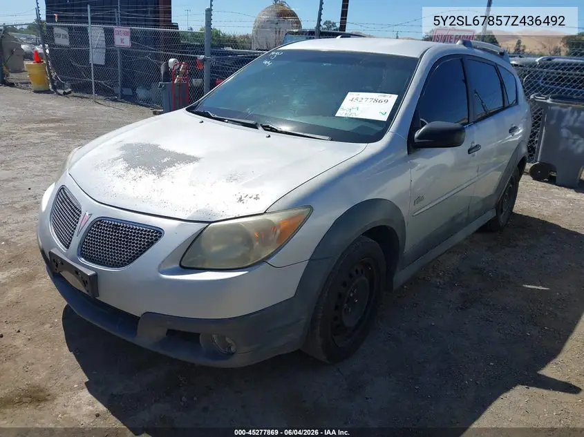 2007 Pontiac Vibe VIN: 5Y2SL67857Z436492 Lot: 45277869