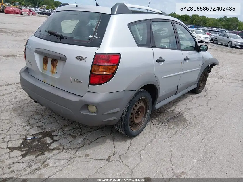2007 Pontiac Vibe VIN: 5Y2SL65867Z402435 Lot: 45330175