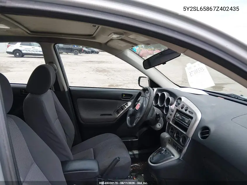 2007 Pontiac Vibe VIN: 5Y2SL65867Z402435 Lot: 45330175