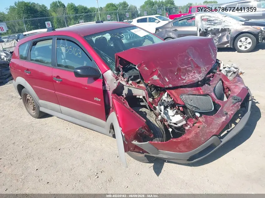 2007 Pontiac Vibe VIN: 5Y2SL67867Z441359 Lot: 45335163