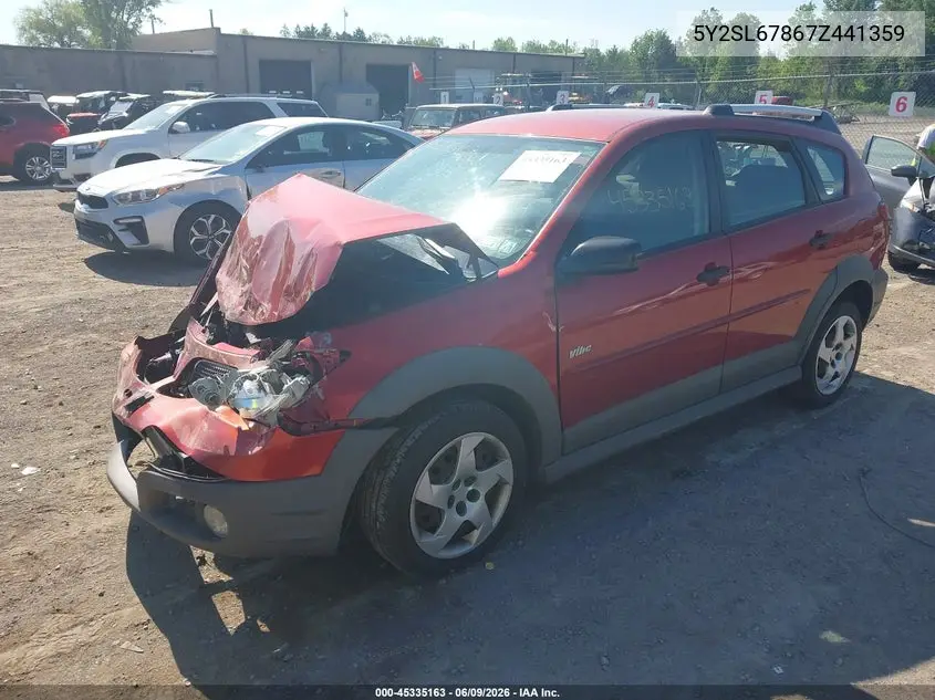2007 Pontiac Vibe VIN: 5Y2SL67867Z441359 Lot: 45335163