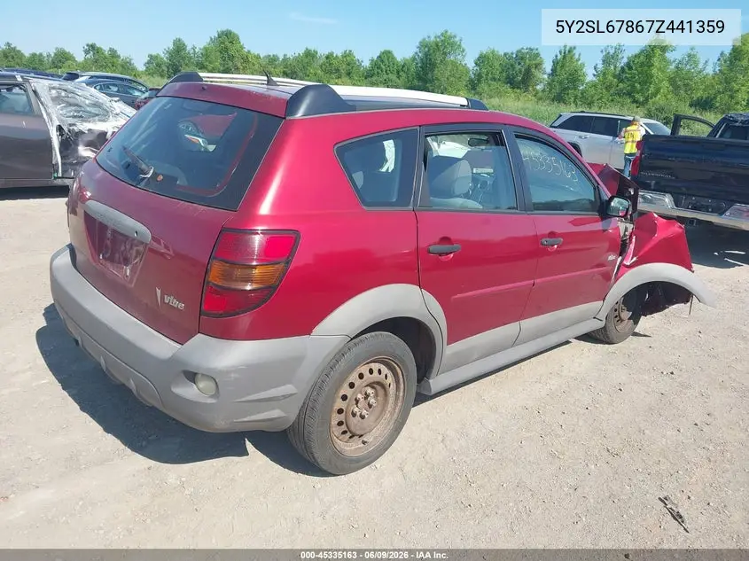 2007 Pontiac Vibe VIN: 5Y2SL67867Z441359 Lot: 45335163