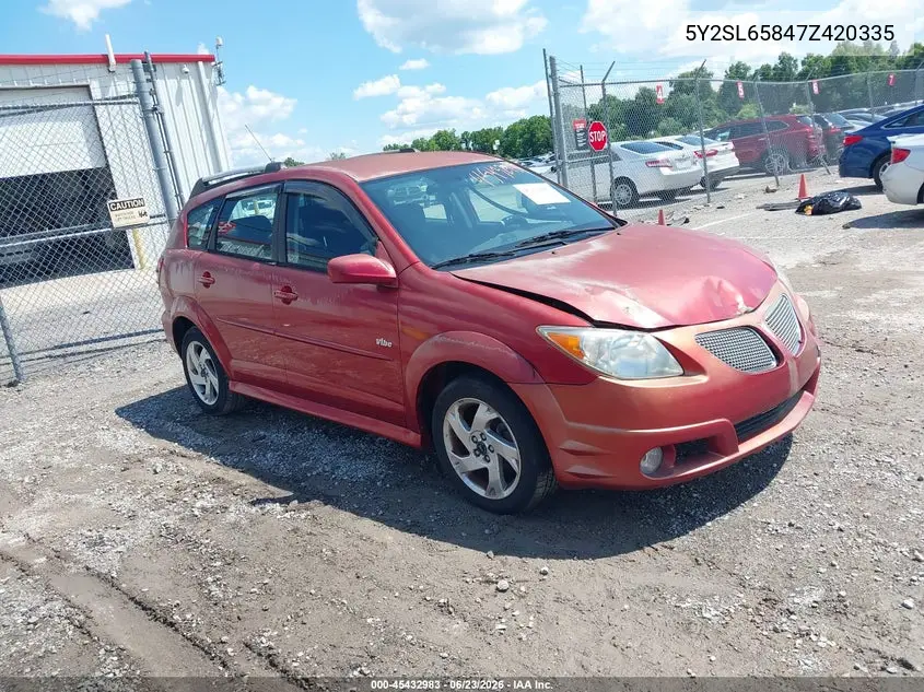 2007 Pontiac Vibe VIN: 5Y2SL65847Z420335 Lot: 45432983