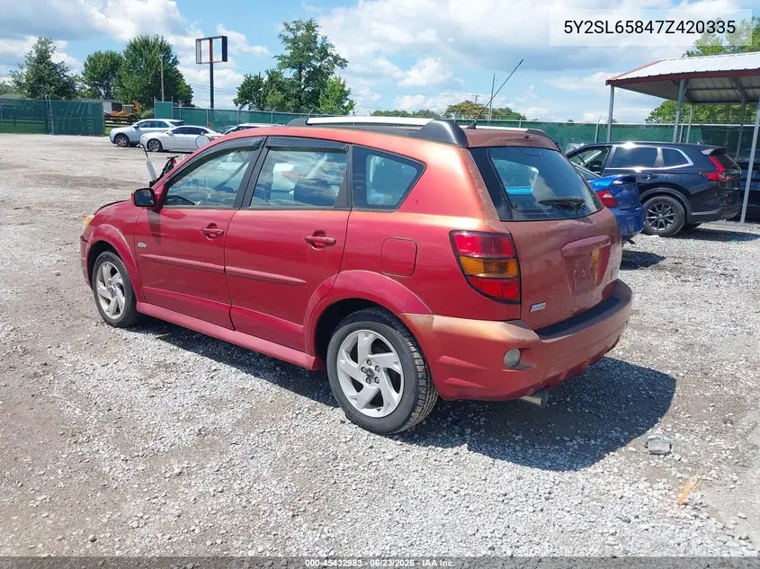 2007 Pontiac Vibe VIN: 5Y2SL65847Z420335 Lot: 45432983