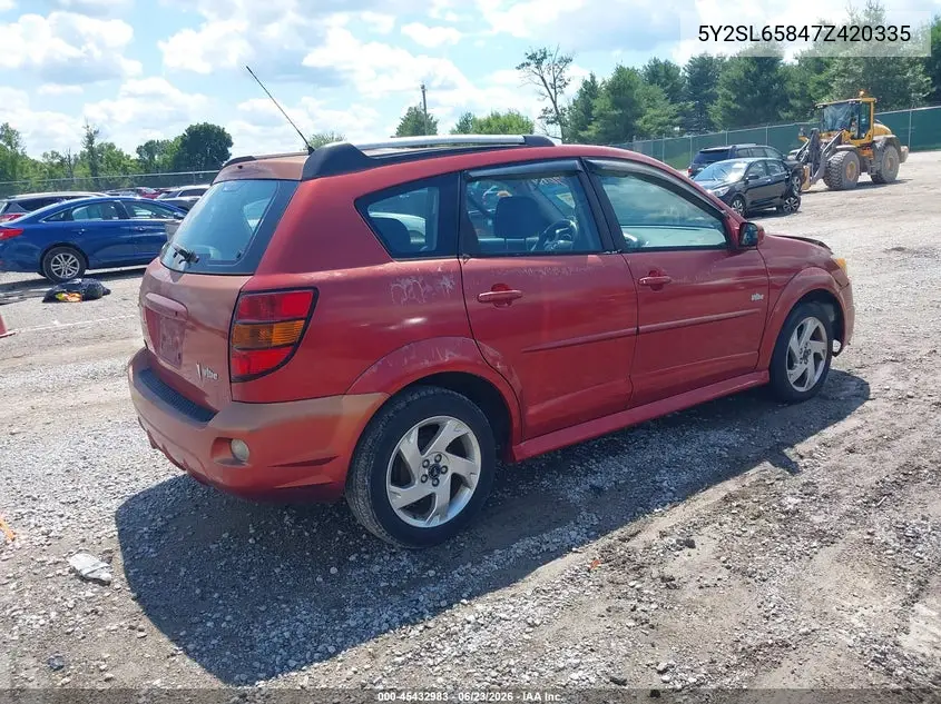2007 Pontiac Vibe VIN: 5Y2SL65847Z420335 Lot: 45432983