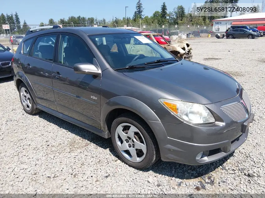 2007 Pontiac Vibe VIN: 5Y2SL65817Z408093 Lot: 45532820