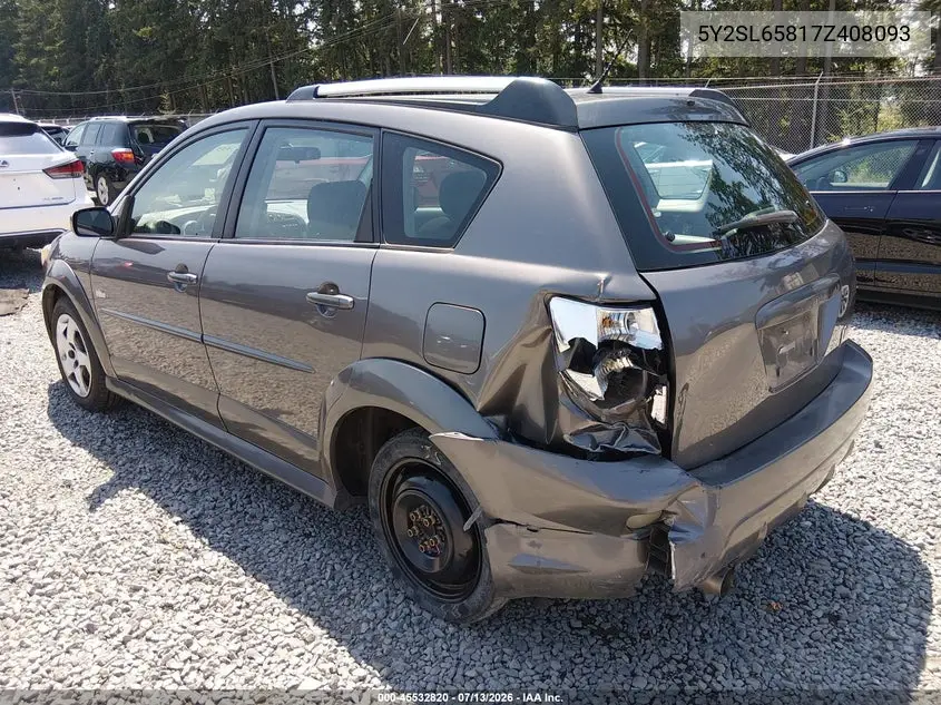 2007 Pontiac Vibe VIN: 5Y2SL65817Z408093 Lot: 45532820