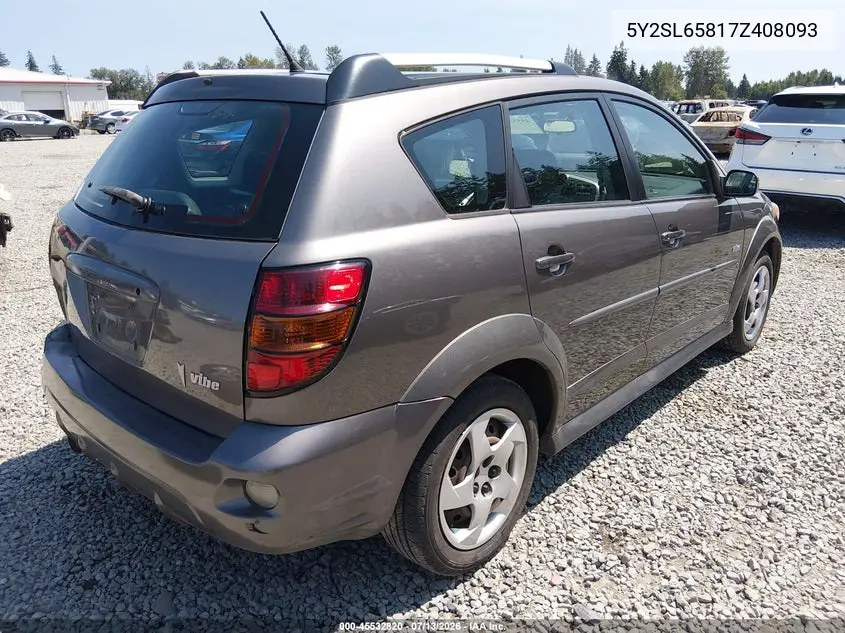 2007 Pontiac Vibe VIN: 5Y2SL65817Z408093 Lot: 45532820