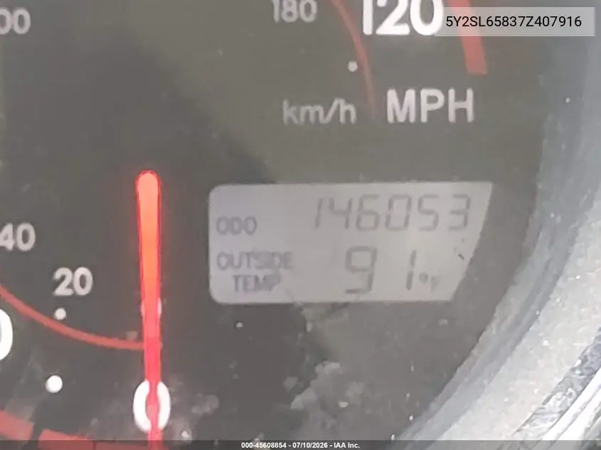 2007 Pontiac Vibe VIN: 5Y2SL65837Z407916 Lot: 45608854
