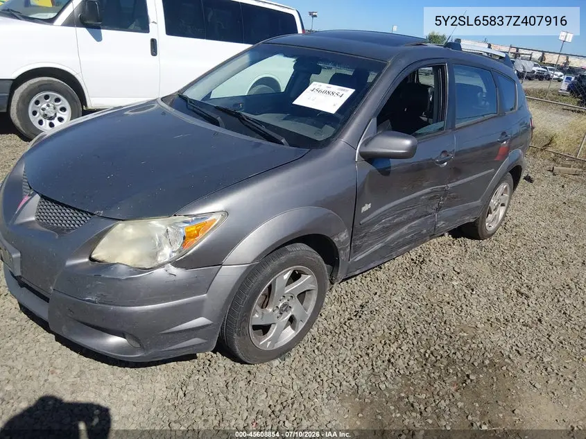 2007 Pontiac Vibe VIN: 5Y2SL65837Z407916 Lot: 45608854