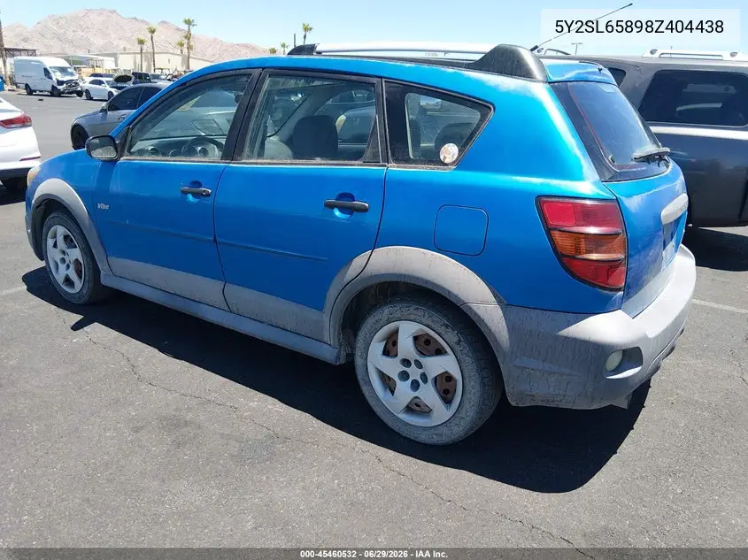 2008 Pontiac Vibe VIN: 5Y2SL65898Z404438 Lot: 45460532