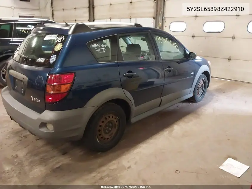 2008 Pontiac Vibe VIN: 5Y2SL65898Z422910 Lot: 45579059