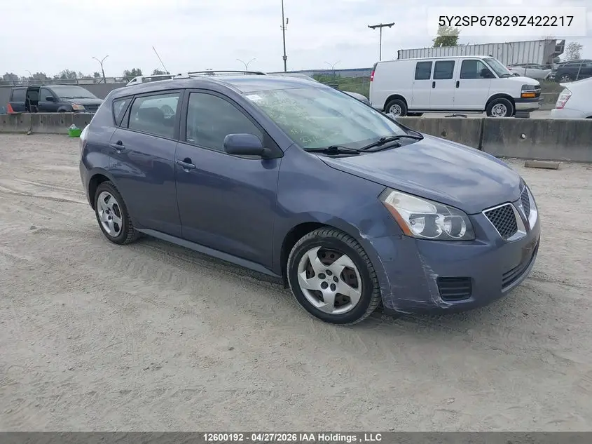 2009 Pontiac Vibe VIN: 5Y2SP67829Z422217 Lot: 12600192