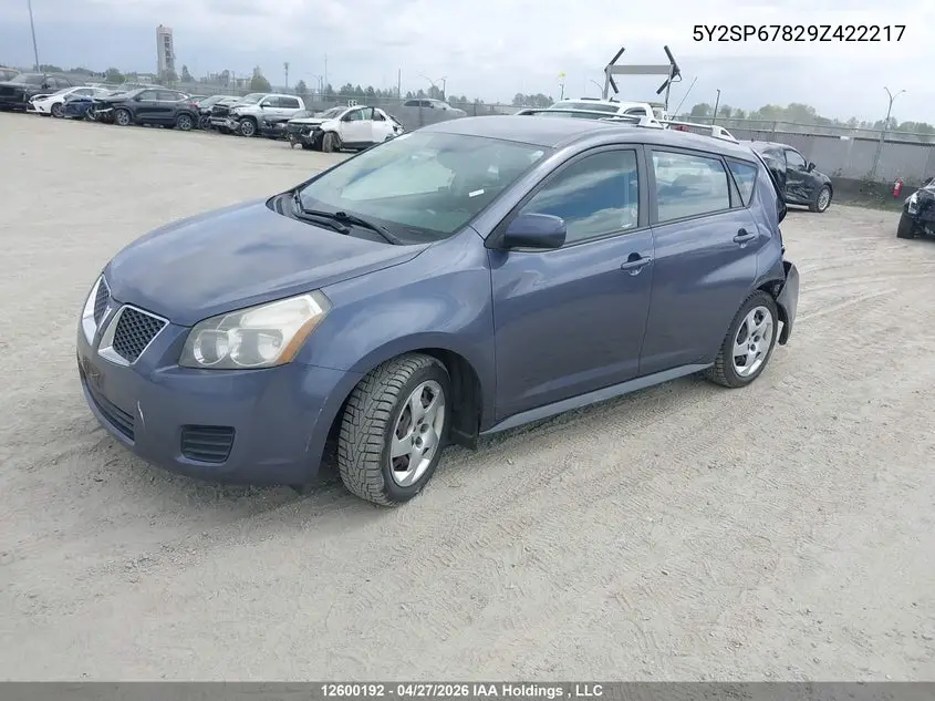 2009 Pontiac Vibe VIN: 5Y2SP67829Z422217 Lot: 12600192
