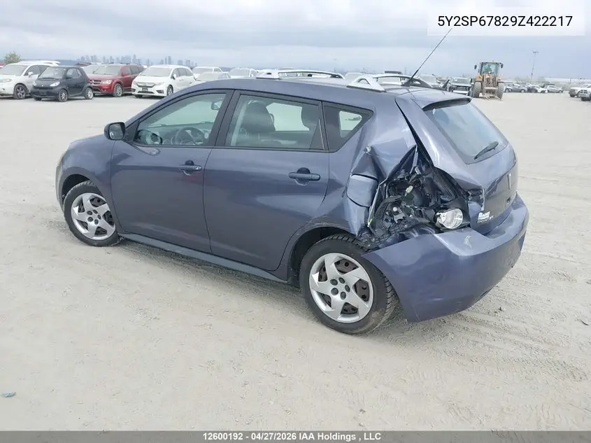 2009 Pontiac Vibe VIN: 5Y2SP67829Z422217 Lot: 12600192