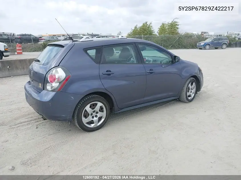 2009 Pontiac Vibe VIN: 5Y2SP67829Z422217 Lot: 12600192