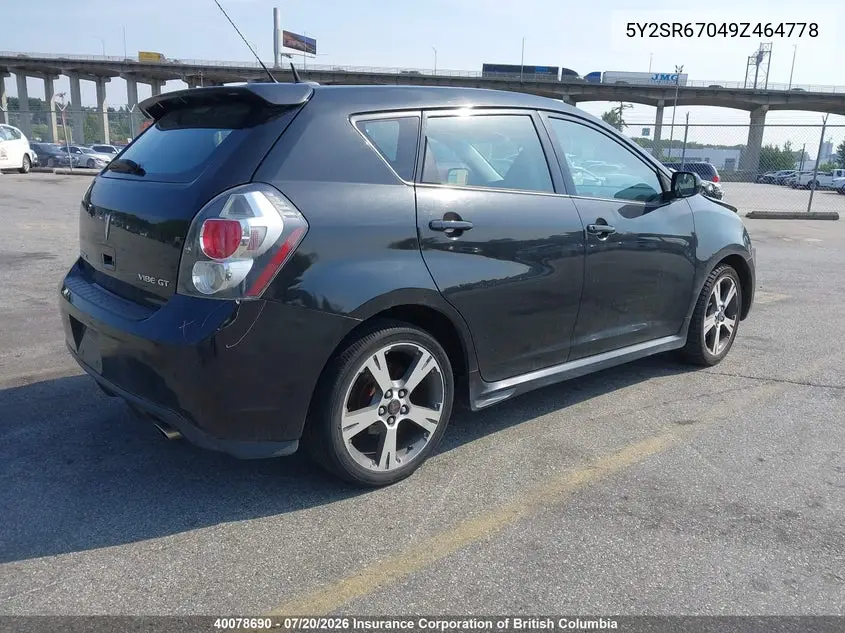 2009 Pontiac Vibe VIN: 5Y2SR67049Z464778 Lot: 40078690
