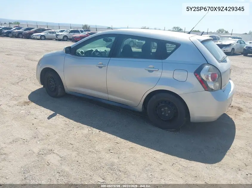 2009 Pontiac Vibe VIN: 5Y2SP670X9Z429345 Lot: 45275709