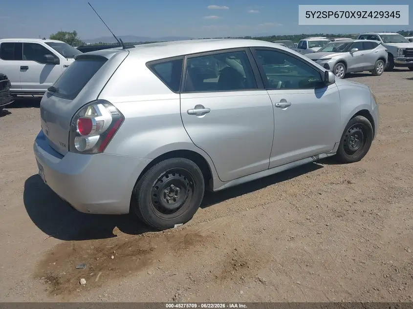 2009 Pontiac Vibe VIN: 5Y2SP670X9Z429345 Lot: 45275709