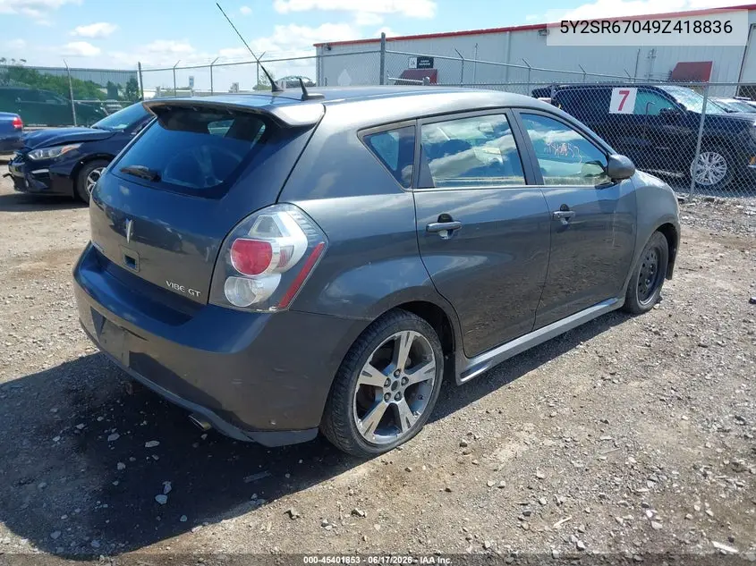 2009 Pontiac Vibe Gt VIN: 5Y2SR67049Z418836 Lot: 45401853