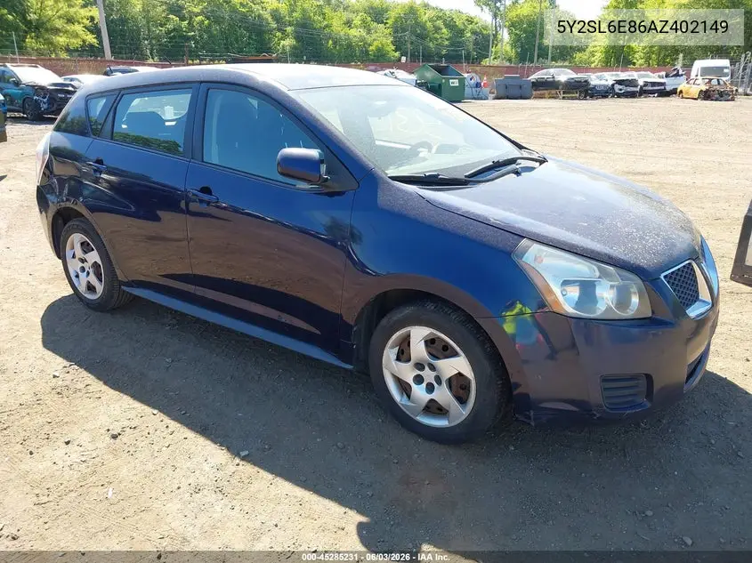 2010 Pontiac Vibe VIN: 5Y2SL6E86AZ402149 Lot: 45285231