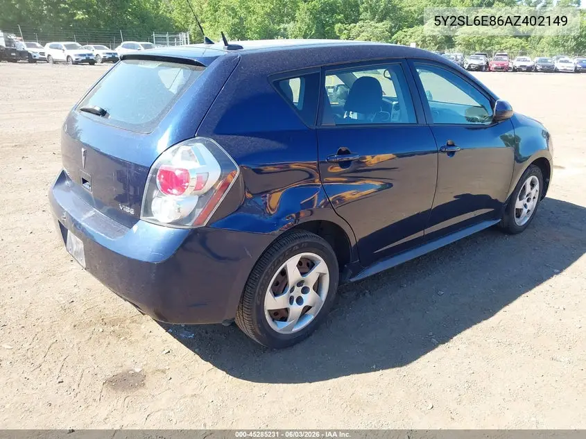 2010 Pontiac Vibe VIN: 5Y2SL6E86AZ402149 Lot: 45285231