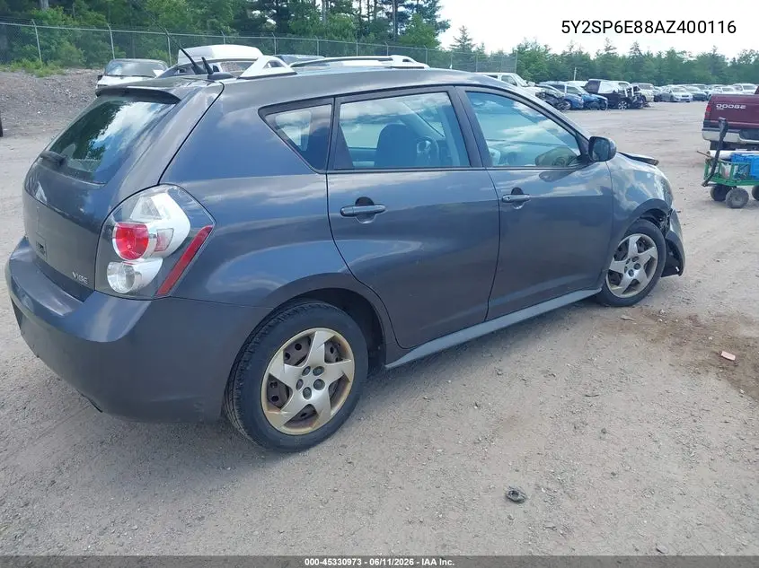 2010 Pontiac Vibe VIN: 5Y2SP6E88AZ400116 Lot: 45330973