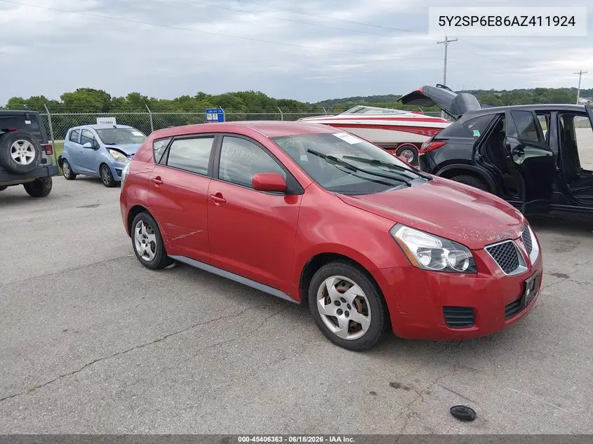 2010 Pontiac Vibe VIN: 5Y2SP6E86AZ411924 Lot: 45406363
