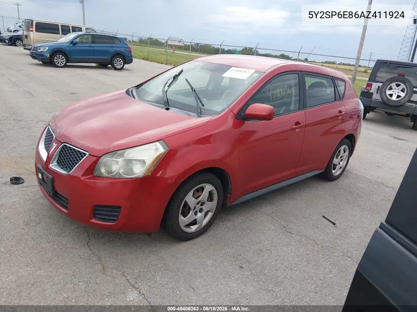 2010 Pontiac Vibe VIN: 5Y2SP6E86AZ411924 Lot: 45406363
