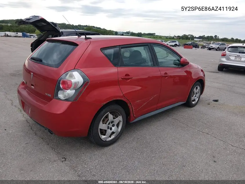 2010 Pontiac Vibe VIN: 5Y2SP6E86AZ411924 Lot: 45406363