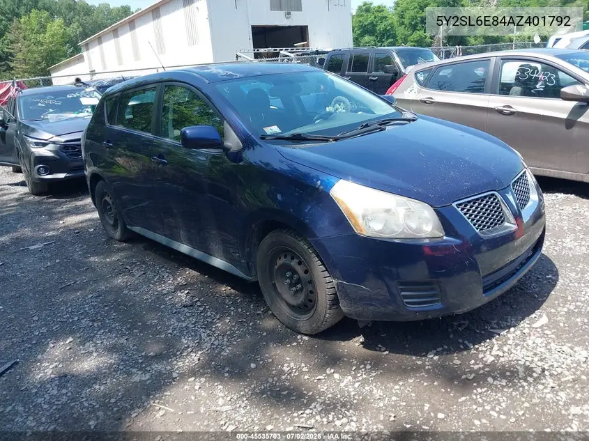 2010 Pontiac Vibe VIN: 5Y2SL6E84AZ401792 Lot: 45535703